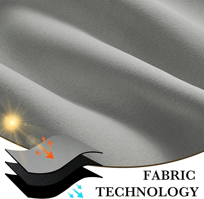RYB HOME Bedroom Blackout Curtains 72 inches Long, 100% Blackout Thermal Insulated Noise Reducing Curtains for Living Room Nursury, 62 inches Wide by 72 inches Long, Silver Grey