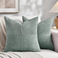 Fancy Homi 2 Packs Grey Blue Decorative Throw Pillow Covers 20x20 Inch for Couch Bed Sofa, Rustic Farmhouse Boho Home Decor, Soft Corss Corduroy Patchwork Accent Square Cushion Case 50x50 cm