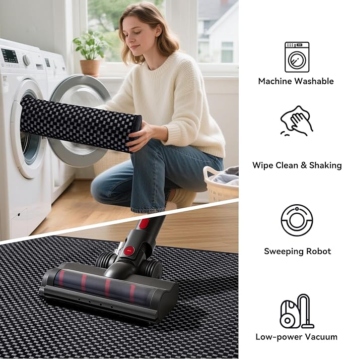 YDKGL 2x3 ft Indoor Door Mat Entryway Rug Non Slip Boho Woven Washable Small Area Rugs Runner, Front Entry Rug Entrance Doormat for Hall Porch Bathroom Kitchen Bedroom, Easy Clean, Black 24"x36"