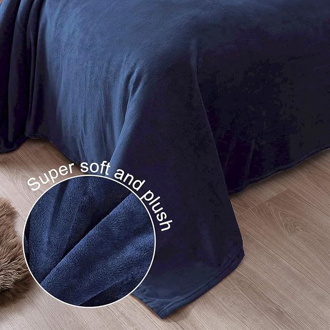 Exclusivo Mezcla Fleece Navy Blue Throw Blanket for Couch, Sofa, Super Soft and Warm Blankets, All Season, Cozy, Plush, Lightweight, 50x60 Inches