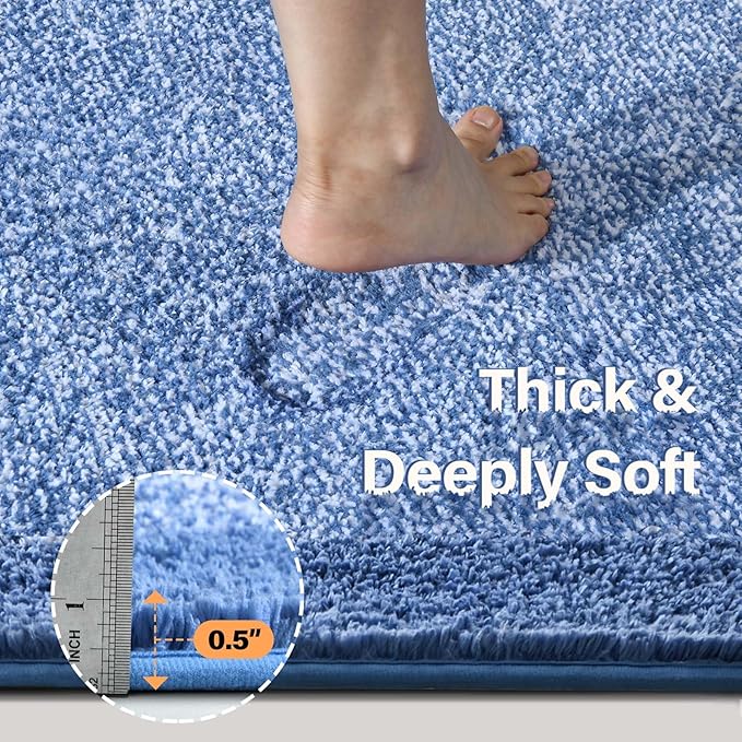 48x32 Large Bathroom Rugs Washable Non Slip, Blue Bath Mat for Bathroom Floor Tub, Soft Absorbent Quick Dry Mats for Shower, Bathtub,Home Decor