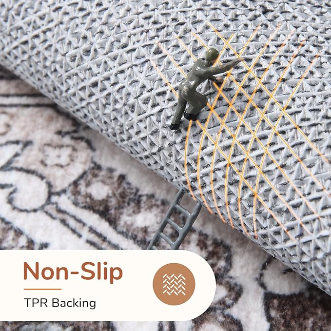 OPPODREAM Soft Entryway Rug 2x8, 2x8 Rug Runner, Washable Hallways Carpet 2 x 8 with Non Slip Backing, Low-Pile Bedside Carpet 2 x 8, Long, Faux Cashmere, Greenish Grey