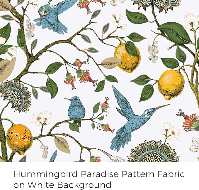 Topfinel White Pretty Pioneer Woman Blackout Curtains 63 Inches Length 2 Panels, Aesthetic Retro Botanical Floral Hummingbird Printed Soundproof Grommet Drapery Treatment for Nursery Kid Classroom