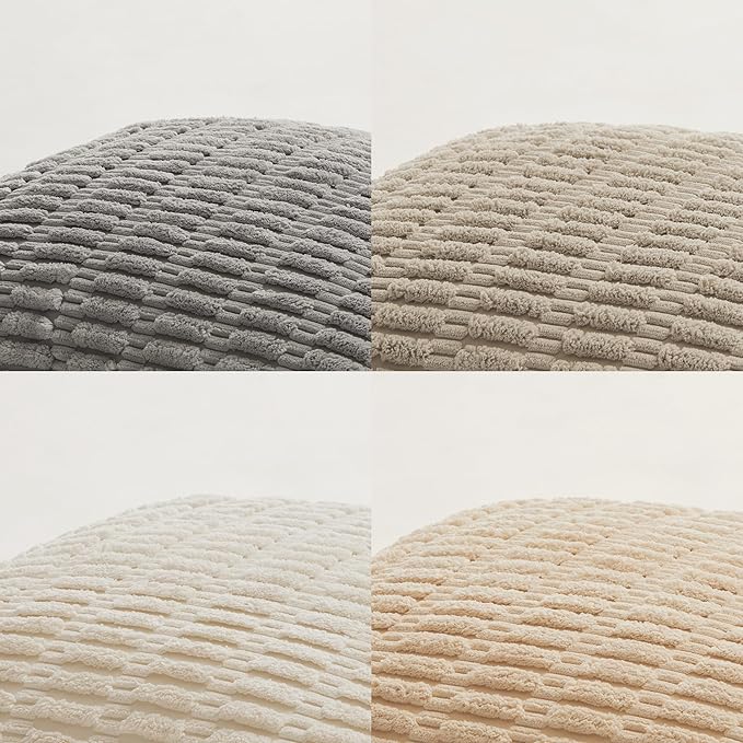 Fancy Homi 4 Pack 20x20 Inch Striped Corduroy Throw Pillow Covers, Rustic Boho Home Decor - 50x50 cm