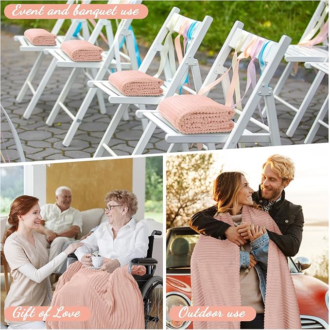 Buryeah 12 Pcs Flannel Throw Blanket Bulk 50 x 60 in Sleepover Blanket Outdoor Wedding Throw Lightweight, Oeko-tex Standard 100 Certified for Sofa Homeless Gifts (Pastel Pink)
