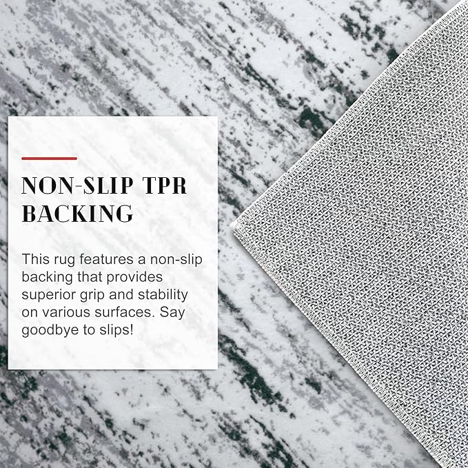 Lansny Modern Abstract Hallway Runner Rug, Black Grey White White Washable Kitchen Runner Non-Slip Soft 2x8 Runner Rug Thin Print Faux Wool Carpet for Entryway Bedroom Laundry Room Indoor Home Decor