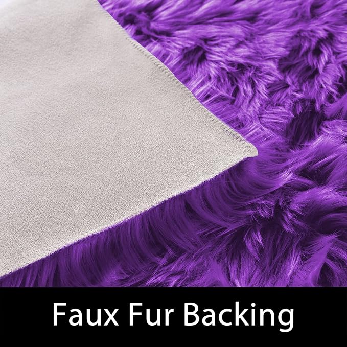 Latepis Purple Round Rug 3ft Circle Rugs for Bedroom Fluffy Rugs for Living Room Machine Washable Area Faux Fur Plush Rug Room Decor