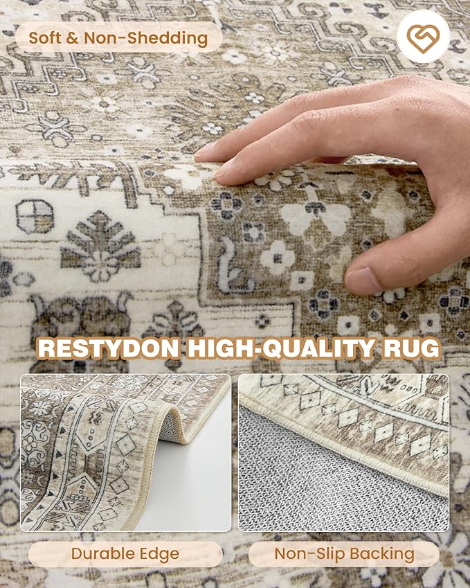 Kitchen Runner Rug Non Slip Washable 2.5x8, Soft Low Pile Entryway Rug Runners for Hallways,Carpet Runner for Living Room,Kitchen, Laundry, Bathroom(Brown,2.5'x8')