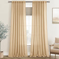 Tan Linen Curtains 120 inches Long for Living Room Back Tab Rustic Farmhouse Semi Sheer Light Filtering Window Curtain Dining Room Soft Thick Flax Linen Textured Drapes Kahki 52x120