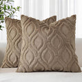 decorUhome Throw Pillow Covers 24x24 Inch Set of 2, Soft Plush Faux Wool Light Brown Solid Couch Pillow Covers, Accent Euro Sham Farmhouse Neutral Square Pillow Cases for Sofa Bed Living Room