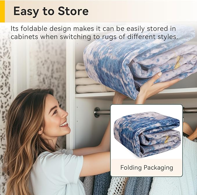 Washable Area Rugs 8ft Non-Slip Modern Abstract Soft for Living Room Entryway Bedroom Nursery, Print Pattern, Grey Blue Gold/Golden