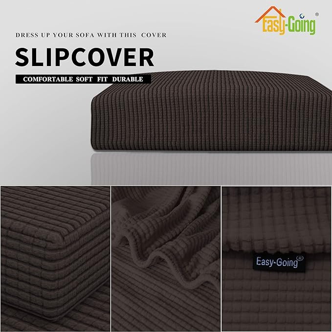 Easy-Going Stretch Cushion Cover Sofa Cushion Furniture Protector Sofa Seat Sofa slipcover Sofa Cover Soft Flexibility with Elastic Bottom(Sofa Cushion, Chocolate)