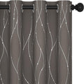 Deconovo Blackout Curtains, Thermal Insulaed Soundproof Drapes, Wave Dots Silver Print, 52 x 108 Inch Long, Set of 2, Machine Washable Window Panel for Sliding Door Bedroom Living Room Nursery, Taupe