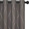 Deconovo Blackout Curtains, Thermal Insulaed Soundproof Drapes, Wave Dots Silver Print, 52 x 95 Inch Long, Set of 2, Machine Washable Window Panel for Sliding Door Bedroom Living Room Nursery, Taupe