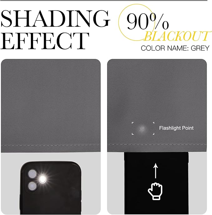 NICETOWN Blackout Curtains Panels for Bedroom, 2 Panels, 52 x 70 Inch, Gray, 3 Pass Microfiber Noise Reducing Thermal Insulated Solid Ring Top Blackout Window Drapes