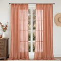 BGment Terracotta Linen Curtains 102 Inch Length for Living Room, Sheer Long Window Drapes for Bedroom Farmhouse Decor with Rod Pocket Boho Rustic Textured Lightweight, 2 Panels Set, Each 52 Inch Wide