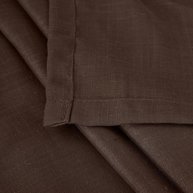 BGment Brown Linen Curtains 63 Inches Long for Living Room, Semi Sheer Window Drapes Rustic Textured for Farmhouse Beroom Dining Room Decor Rod Pocket Lightweight, 2 Panels Set, Each 52 Inch Wide