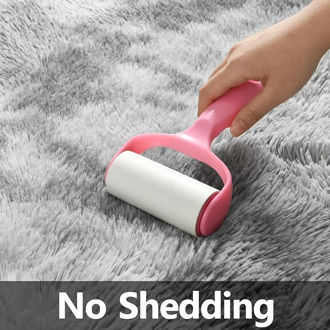 Deerhoo Large Shag Area Rugs 5 x 8, Tie-Dyed Plush Fuzzy Rugs for Living Room, Ultra Soft Fluffy Furry Rug for Bedroom, Indoor Carpet Nursery Rugs for Kids Room Home Decor, Light Grey