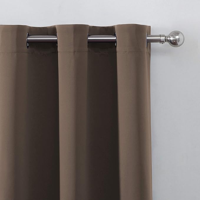 LEMOMO Chocolate Brown Thermal Blackout Curtains/52 x 54 Inch/Set of 2 Panels Room Darkening Curtains for Bedroom