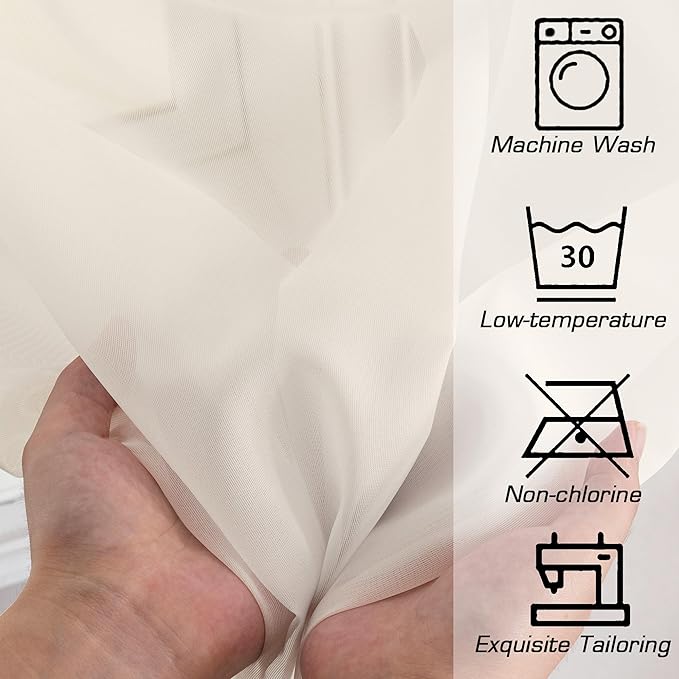 OWENIE Cream Sheer Curtains 78 inches Long 2 Panels Set for Bedroom Living Room, Soft Solid Living Room Sheer Curtain, Rod Pocket Light Filtering Curtains, 2 Pcs Each 42“ W x 78" L,Cream