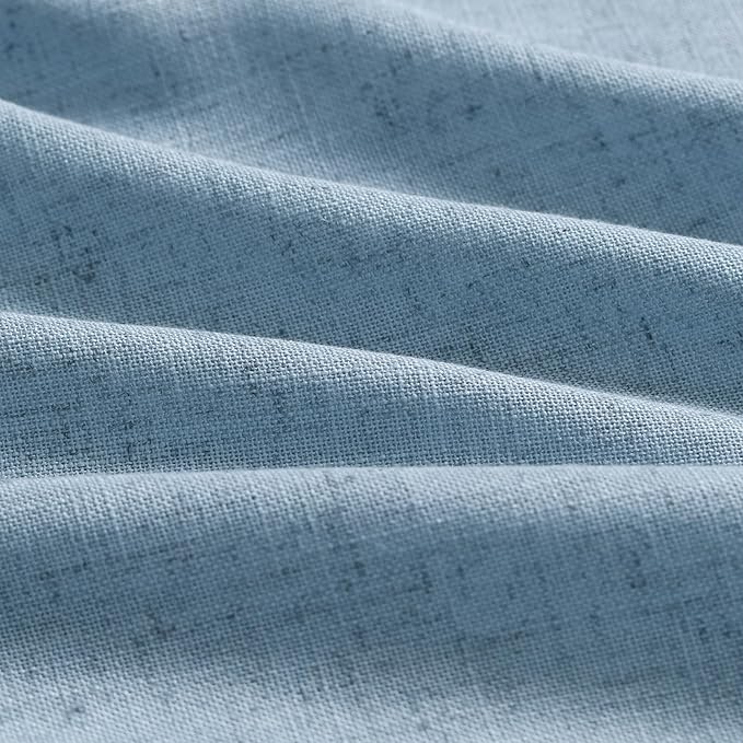 Linen Blue Curtains 120 inch Extra Long for Living Room Back Tab Light Filtering Semi Sheer Drapes Modern Farmhouse Coastal Decor Cotton Textured Curtain for Floor to Ceiling High Window 52x120