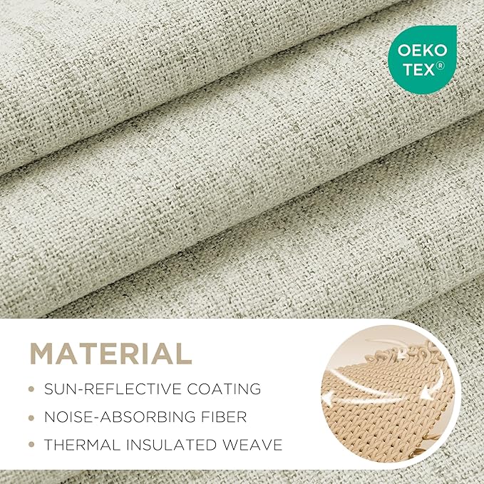 Joydeco Linen Blackout Curtains for Bedroom - 100% Light Blocking 1 Panels, Light Beige Drapes 100" W x 96" L, Thermal Insulated Room Darkening Curtains for Living Room, Rod Pocket & Back Tabs