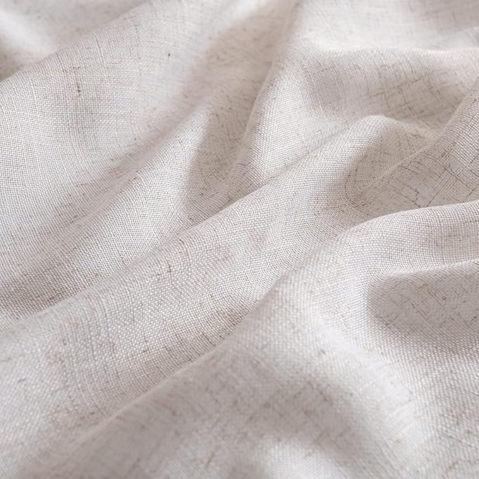 MIULEE Natural White Linen Curtains 108 Inches Long for Bedroom Living Room, Soft Thick Linen Textured Window Drapes Semi Sheer Light Filtering Rod Pocket Back Tab Cream Ivory Modern Look, 2 Panels