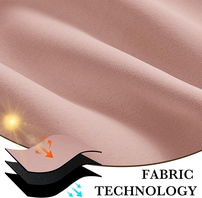RYB HOME 100% Blackout Basement Curtains 36 inches Long, Heat & UV Blocking Total Room Darkening Noise Reducing Curtains for Bathroom RV Campers, Peach Pink, 2 Panels Set