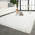 TWINNIS Super Soft Shaggy Rugs Fluffy Carpets 6x9 Feet, Indoor Modern Plush Area Rugs for Living Room Bedroom Kids Room Nursery Home Decor, Upgrade Anti-Skid Rectangular Fuzzy Rug, Cream White