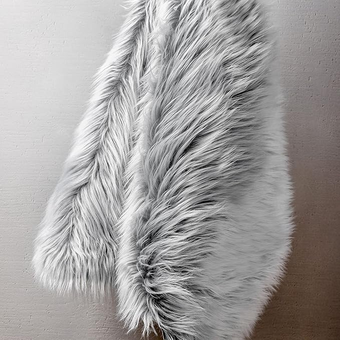 Ashler faux fur rug, Fluffy Shaggy Area Rug Ultra Soft 2.2 x 6 Feet Rectangle Fur Rug, Frosted Bottom Gray Fuzzy Rug Machine Washable Shag Rug, Nursery Decor Throw Rugs for Bedroom, Living Room