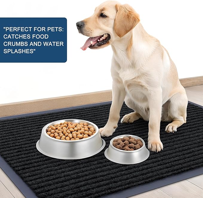 OLANLY Front Door Mat Indoor Outdoor Entrance, Waterproof Heavy Duty Doormat, Fade Resistant, Low Profile, Easy Clean Patio Porch Welcome Floor Mats for Entry, 47x17, Black