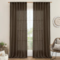 LAMIT Linen Curtains 90 Inch for Living Room, Back Tab and Rod Pocket Linen Textured Farmhouse Curtains Light Filtering Drapes for Bedroom/Dining Room, Dark Brown, Set of 2, 52 x 90 Inch