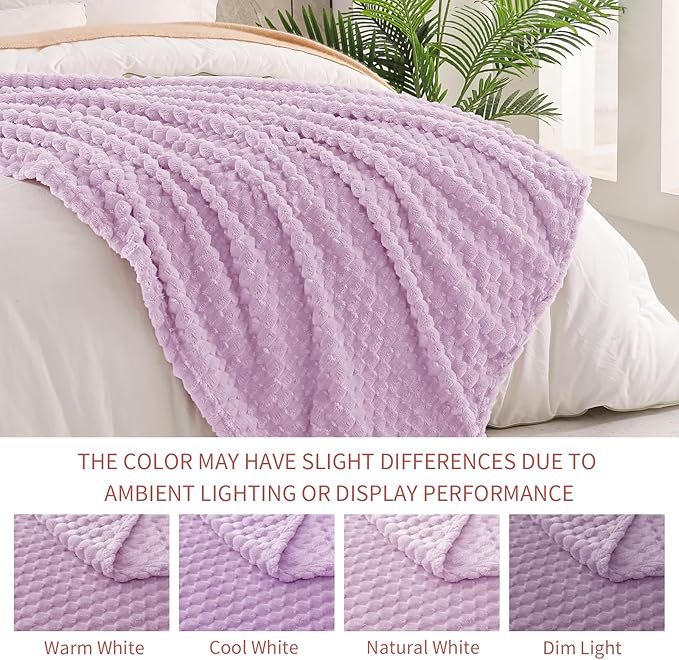 Exclusivo Mezcla Fleece Twin Blanket for Bed, Extra Large Fuzzy Lilac Purple Bed Blankets, Soft Cozy Plush Sofa Throws for All Seasons, 60x80 Inches