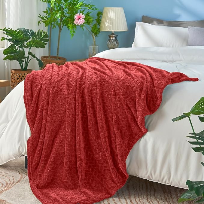 inhand Ruby Red Fleece Throw Blanket for Couch, Super Soft Flannel Blanket, Lightweight Fuzzy Blankets Sofa Bed Office, Washable Cozy Plush Fleece Blankets&Throw for All Season(50x60 Inches)
