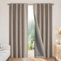 Joydeco Blackout Curtains for Bedroom - 100% Light Blocking 2 Panels Set Linen Drapes 37" W x 96" L, Thermal Insulated Room Darkening Curtains, Linen Textured for Living Room, Rod Pocket & Back Tabs