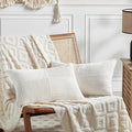 Fancy Homi 2 Packs Cream White Lumbar Decorative Throw Pillow Covers 20x28 Inch for Couch Bed Sofa, Rustic Farmhouse Boho Home Decor, Soft Striped Corduroy Rectangle Accent Cushion Case 50x70 cm