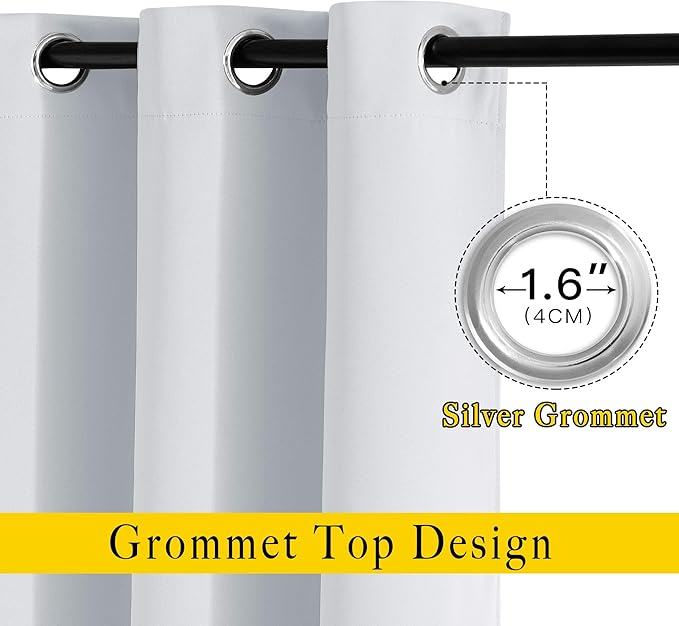 NICETOWN Room Darkening Curtain Panels - Home Fashion Ring Top Thermal Insulated Darkening Curtains for Bedroom/Living Room (2 Panels, 46" Wide by 90" Long, Greyish White)