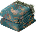 MSGKV Boho Throw Blanket 100% Cotton Blankets for Bed Couch 60''x80'', Spring Breathable Farmhouse Bird Blankets Quilt Muslin Home Decor