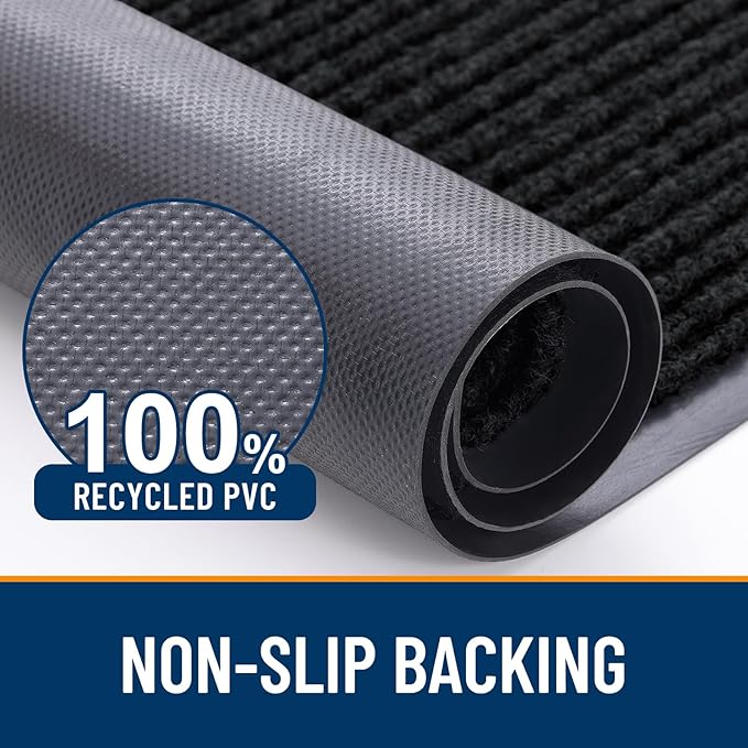 OLANLY Front Door Mat Indoor Outdoor Entrance, Waterproof Heavy Duty Doormat, Fade Resistant, Low Profile, Easy Clean Patio Porch Welcome Floor Mats for Entry, 47x23, Black