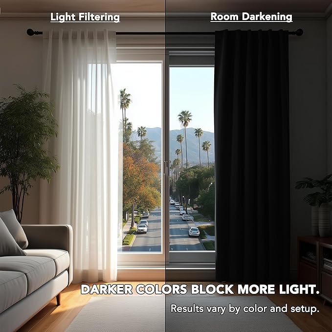 Deconovo Blackout Curtains, Thermal Insulated, W38 x L45 2 Panels, Back Tab, Machine Washable, Room-Darkening Drapes for Bedroom/Living Room Black
