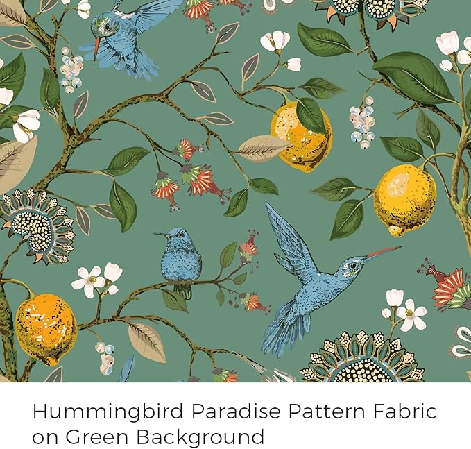 Topfinel 100 Inches Long Sage Green Luxury Curtains for Living Room Bedroom, Blackout Vintage Art Deco Victorian Curtains Floral Lemon Hummingbird Printed Grommet Drape 100 Inch Length