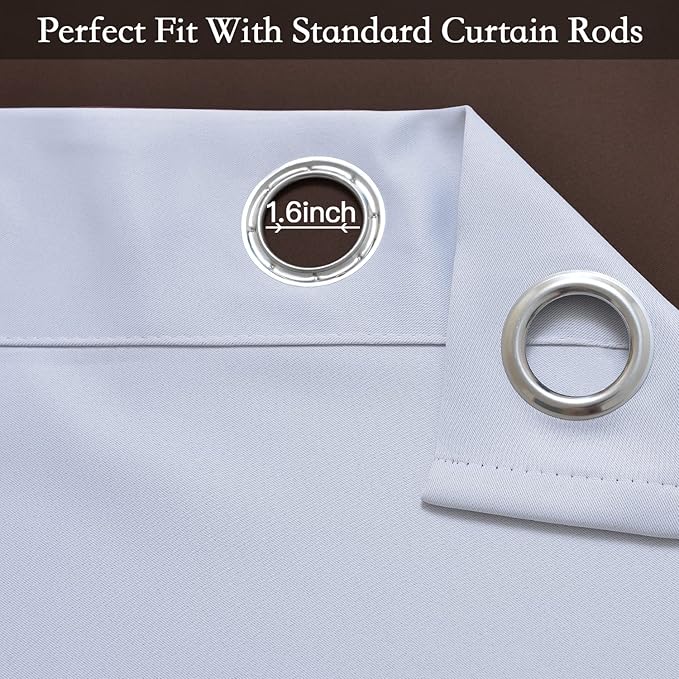 SimpleHome Ombre Curtains 52 x 63 Inch for Bedroom 2 Panels, Gradient Grey White to Brown Light Blocking Thermal Insulated Grommet Room Darkening Window Curtain/Drapes for Living Room