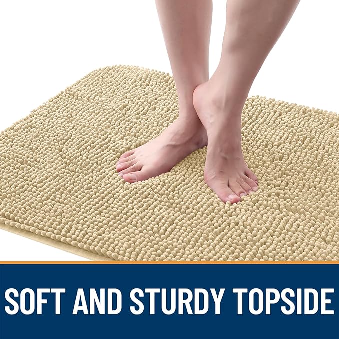 OLANLY Dog Door Mat for Muddy Paws 59x32, Absorbs Moisture and Dirt, Absorbent Non-Slip Washable Doormat, Quick Dry Chenille Mud Mat for Dogs, Entry Indoor Entryway Carpet for Inside Floor, Sand