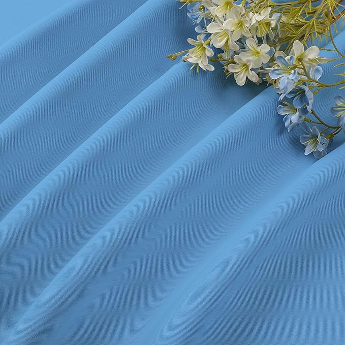 CUCRAF Light Blue Blackout Curtains 45 inch Length 2 Panels Set, Rod Pocket Room Darkening Drapes for Bedroom Living Room, Insulated Thermal Light Blocking Window Curtain (W52 x L45 Inch)