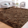 Goideal Fluffy Rug for Bedroom Living Room, 6x9 Brown Area Rugs, Faux Fur Shag Modern Carpet Ultra Soft Girls Boys Room Home Decor, Solid