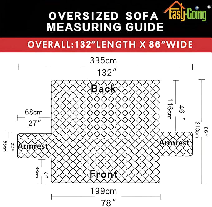 Easy-Going Reversible Oversized Couch Cover for 3 Cushion Couch Sofa Cover for Dogs Water Resistant Furniture Protector Cover with Foam Sticks for Pet (Oversized Sofa, Pink/Beige)