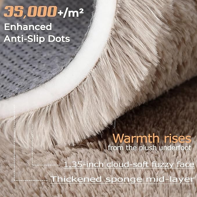 5x8 Area Rug for Living Room: Fluffy Shag Soft Washable Rugs Fuzzy Plush Indoor Carpet for Bedroom Nursery Playroom Dorm Kids Girls Boys Room (Camel, 5'x8')