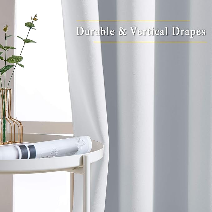 NICETOWN Room Darkening Curtains for Living Room - Window Treatment Thermal Insulated Grommet Darkening Panels/Drapes for Bedroom (Light Grey=Greyish White, 2 Panels, 52 by 45)
