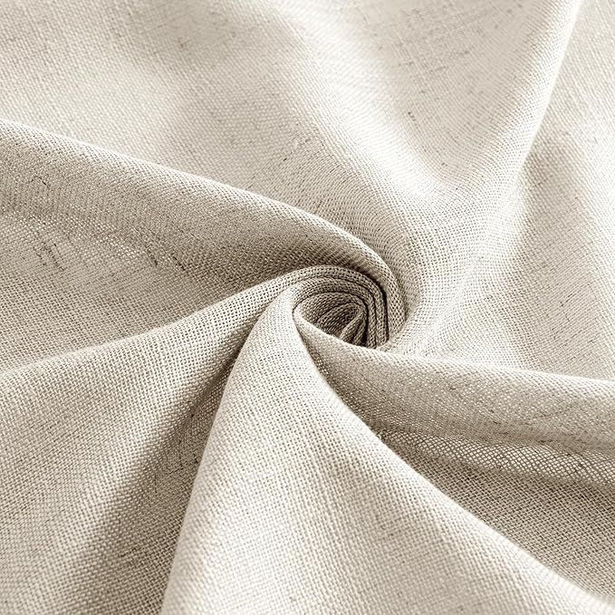 MIULEE Cream Linen Curtains 90 Inch Long 2 Panels for Bedroom Living Room, Soft Linen Textured Window Drapes Semi Sheer Light Filtering Back Tab Rod Pocket Farmhouse Modern Burlap Look Decor