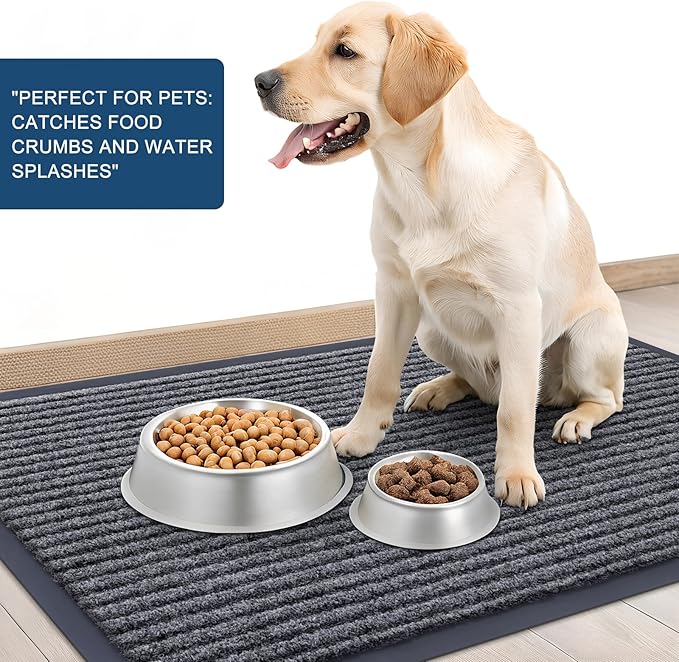 OLANLY Front Door Mat Indoor Outdoor Entrance, 2-Pack 33 x 21 Inch, Waterproof Heavy Duty Doormat, Fade Resistant, Low Profile, Easy Clean Patio Porch Welcome Floor Mats for Entry, Grey